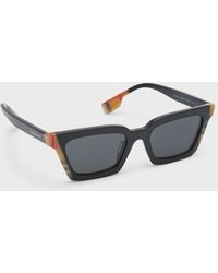Burberry - Be4392U52 Check Acetate & Plastic Square Sunglasses - Lyst