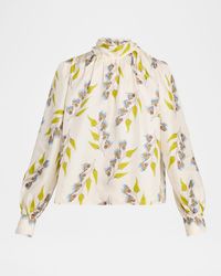 Ulla Johnson - Ornament Silk Tie-Neck Blouse - Lyst