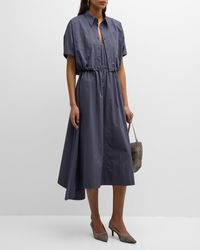 Brunello Cucinelli - Light-Weight Shirtdress With Fitted Waist And Monili Loop Detail - Lyst