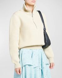 Bottega Veneta - Dry Wool Ribbed Half-Zip Sweater - Lyst