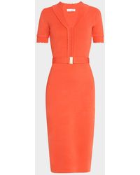 Tahari - The Zariyah Belted Bodycon Midi Sweater Dress - Lyst