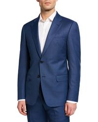 Emporio Armani Men's G Line Super 130s Wool Sharkskin Two-piece Suit - Blue