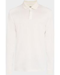BOSS - Pado Cotton Textured Long-Sleeve Polo Shirt - Lyst