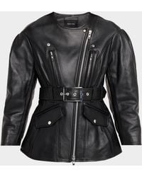 Simone Rocha - Sculpted Belt Leather Moto Jacket - Lyst
