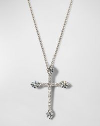 Roberto Coin - 18k White Gold Diamond Cross Necklace, 0.37tcw - Lyst