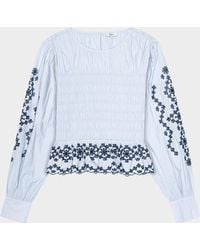 Rails - Tabi Embroidered Long-Sleeve Poplin Top - Lyst