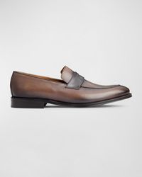 Bruno Magli - Arezzo Burnished Leather Penny Loafers - Lyst
