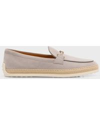 Tod's - Gomma Suede T-Ring Espadrille Driver Loafers - Lyst