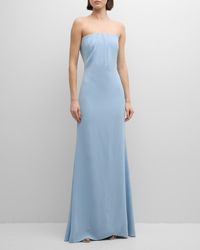 Roland Mouret - Strapless Pleated Satin Crepe Gown - Lyst