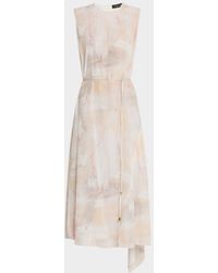 Fabiana Filippi - Drawstring Abstract-Print Silk Cady Midi Dress - Lyst