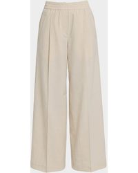 Brunello Cucinelli - Techno Cotton Pleat Wide-Leg Pull-On Track Pants - Lyst