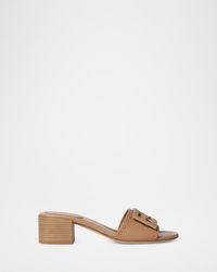 Fendi - 45Mm Ff Baguette Vitello Leather Slide Sandals - Lyst