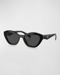 Prada - Triangle Logo Acetate Butterfly Sunglasses - Lyst