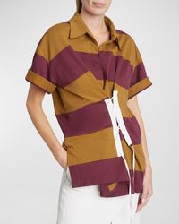 Dries Van Noten - Click Striped Lace-Up Shirt - Lyst