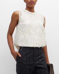 Brunello Cucinelli - Sequin And Ostrich Feather Embellished Tank Top - Lyst