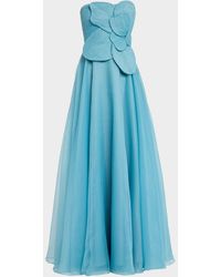 THEIA - Lyon Strapless Flower-Embellished Gown - Lyst