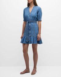 Veronica Beard - Kanika Short-Sleeve Denim Shirtdress - Lyst