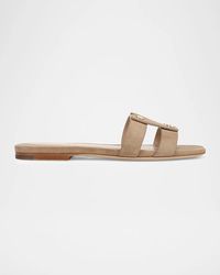 Veronica Beard - Via Suede Flat Slide Sandals - Lyst
