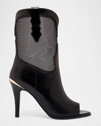 Partow - Bianca Leather Mesh Peep-Toe Booties - Lyst