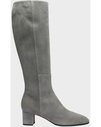 Santoni - Suede Block Heel Knee Boots - Lyst