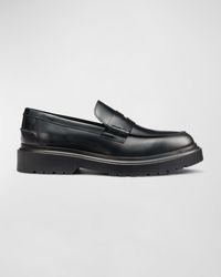 Karl Lagerfeld - Spazzolato Leather Penny Loafers - Lyst
