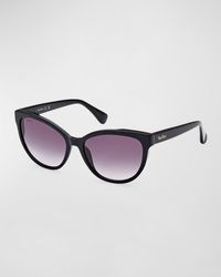 Max Mara - Patterned Round Acetate Sunglasses - Lyst
