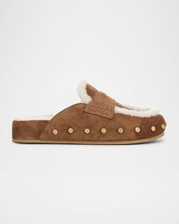 Veronica Beard - Fenix Studded Shearling Loafer Mules - Lyst