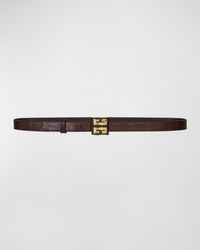 Givenchy - 4G Croc-Embossed Leather & Brass Skinny Belt - Lyst