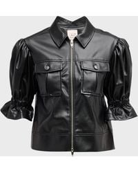 Cinq À Sept - Holly Cropped Vegan Leather Jacket - Lyst