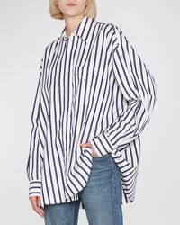 Bottega Veneta - Wide Striped Oversized Collared Shirt - Lyst