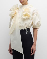 Simone Rocha - Pressed Rose-Applique Puff-Sleeve Crop Jacket - Lyst