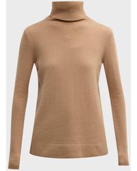 Neiman Marcus - Cashmere Basic Turtleneck Top - Lyst