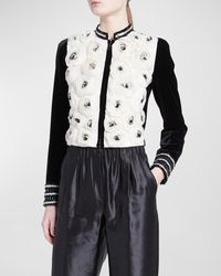 Giorgio Armani - Silk Rose-Embroidered Velvet Jacket - Lyst