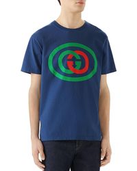 Gucci Oversize T-shirt With Interlocking G - Blue