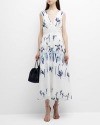 Lela Rose - Floral-Embroidered Wool Dress - Lyst
