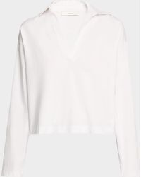 Vince - Easy Cotton Long-Sleeve Pullover Polo Top - Lyst