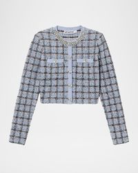 Self-Portrait - Check Knit Cardigan - Lyst