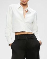 Alice + Olivia - Leon Cropped Vegan Leather Button-Front Shirt - Lyst
