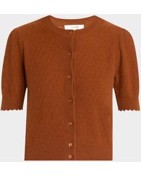 FRAME - The Cashmere Pointelle Cardigan - Lyst