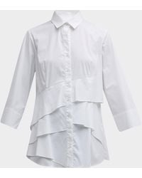 Finley - Jenna Button-Down Ruffle Poplin Top - Lyst