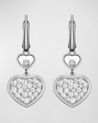 Chopard - Happy Hearts 18k White Gold Diamond Bezel & Pave Drop Earrings - Lyst
