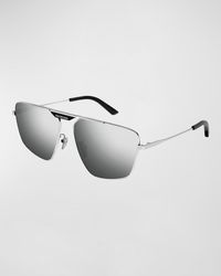 Balenciaga - Logo Top Bar Metal Aviator Sunglasses - Lyst