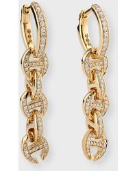 Hoorsenbuhs - 18k Yellow Gold 5 Link Diamond Pave Drip Earrings - Lyst