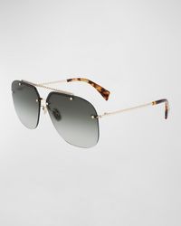 Lanvin - Babe Rimless Studded Metal Aviator Sunglasses - Lyst