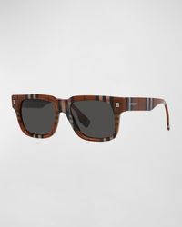 Burberry - Hayden Check Acetate Square Sunglasses - Lyst