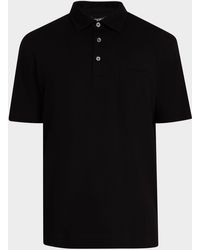 ZEGNA - Pique Polo Shirt With Leather-Trim Pocket - Lyst