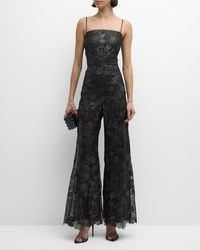 Emanuel Ungaro - Wide-Leg Metallic Floral Lace Jumpsuit - Lyst
