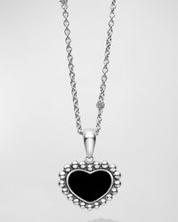 Lagos - Maya 15mm Onyx Inlay Heart Pendant Necklace - Lyst