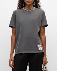 Golden Goose - Distressed Crystal Embroidered Crewneck Tee - Lyst