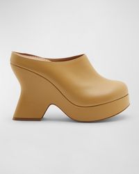 Loewe - Terra 110 Curved-heel Leather Heeled Mules - Lyst